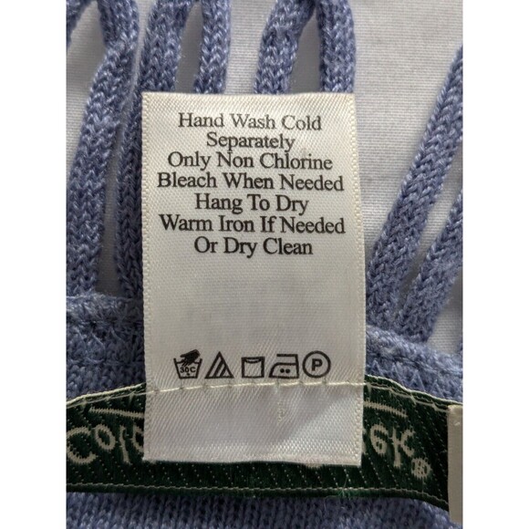 Coldwater Creek Women's One Sz Ruana Fringe Knit Wrap Shawl Cape Periwinkle Boho - Picture 7 of 9